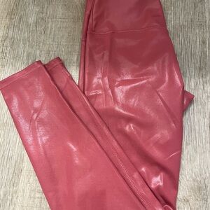 Ellie Pink Leggings Sleek Faux Leather